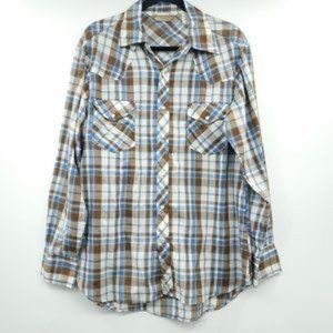 VTG Sears Western Wear Long Sleeve Plaid Shirt L
